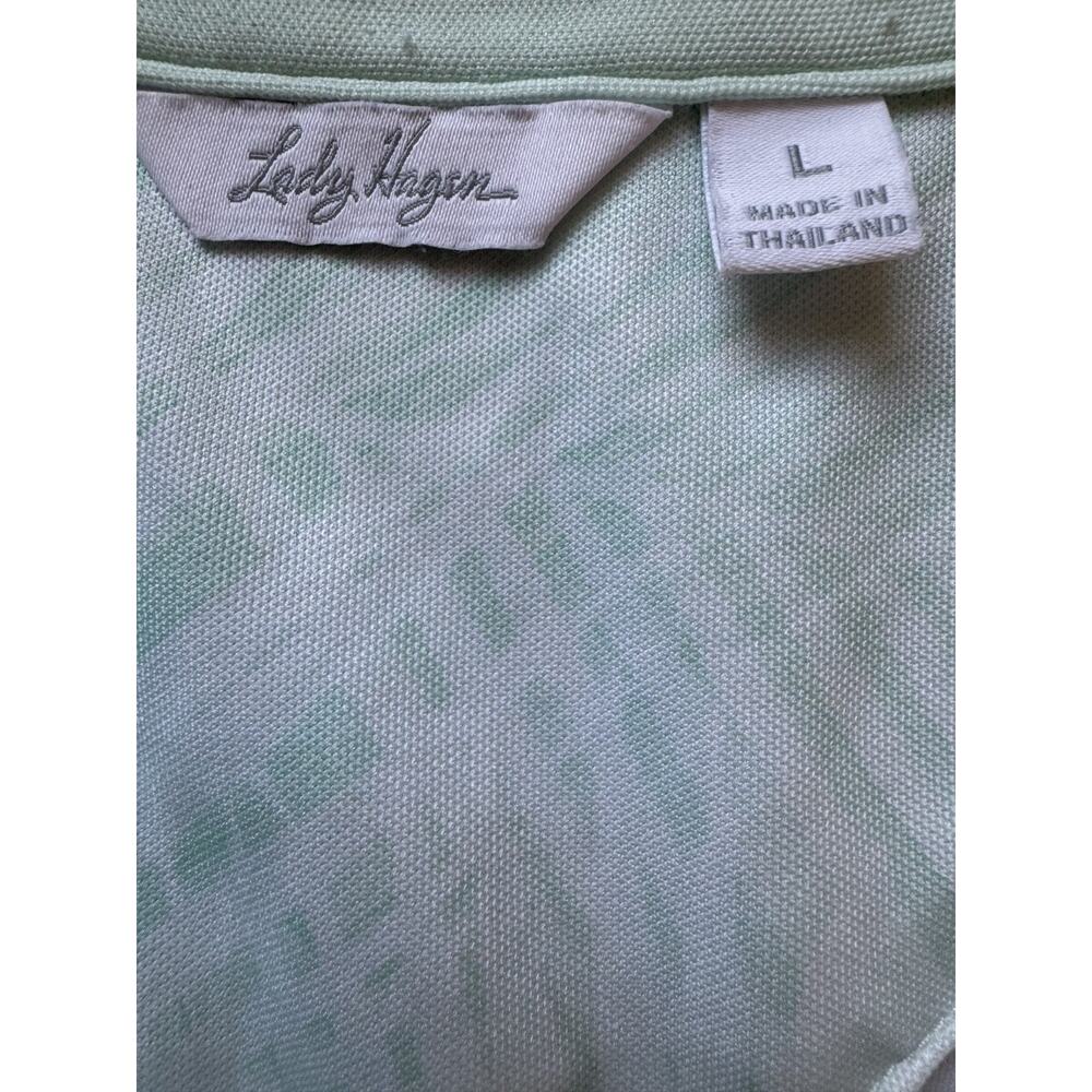 Lady Hagen Golf Polo Womens Large Sleeveless Mint Palm Print Tennis Pickleball - Picture 5 of 9
